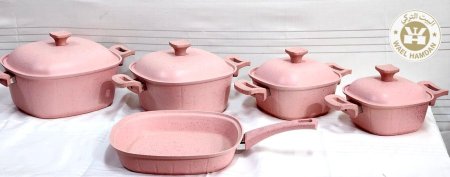 طقم طناجر جرانيت مع غطاء جرانيت  4 أحجام + قلاية